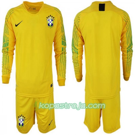 Billiga Fotbollströjor Brasilien Barn VM 2018 Hemma tröja Långärmad